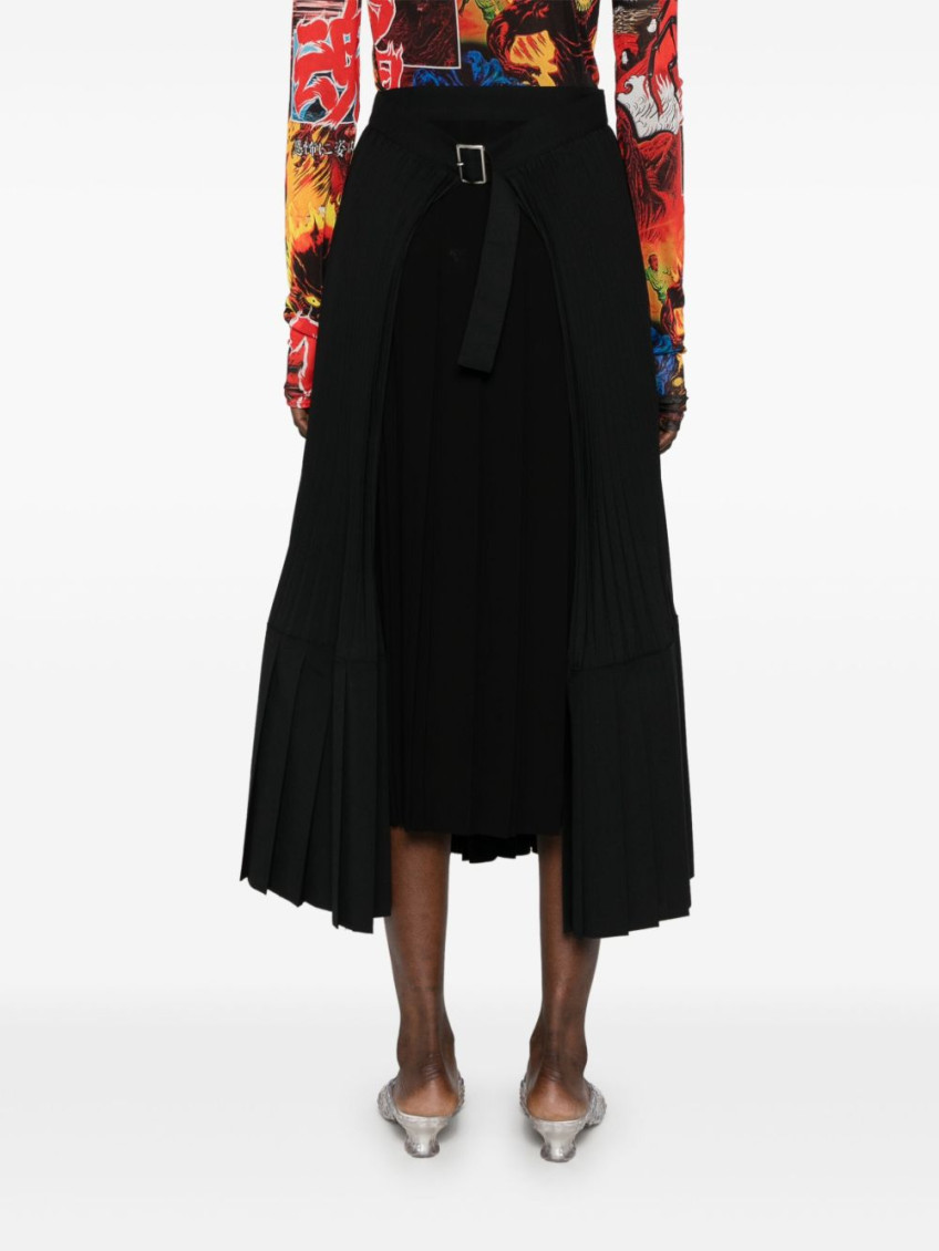 Black Pleated Midi Skirt