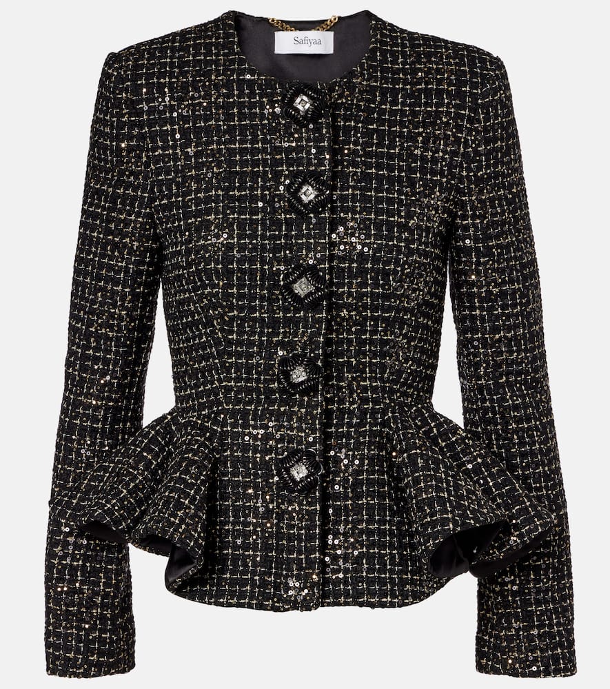 Tomomi sequined peplum tweed jacket