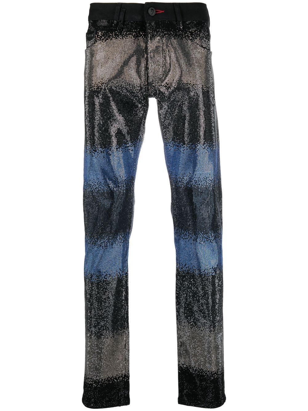 Gradient crystal-embellished jeans - Black