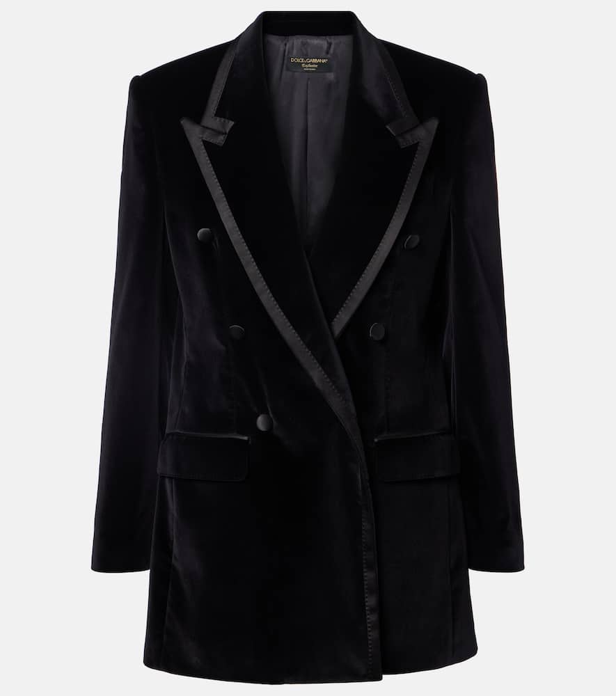 Cotton-blend velvet tuxedo jacket