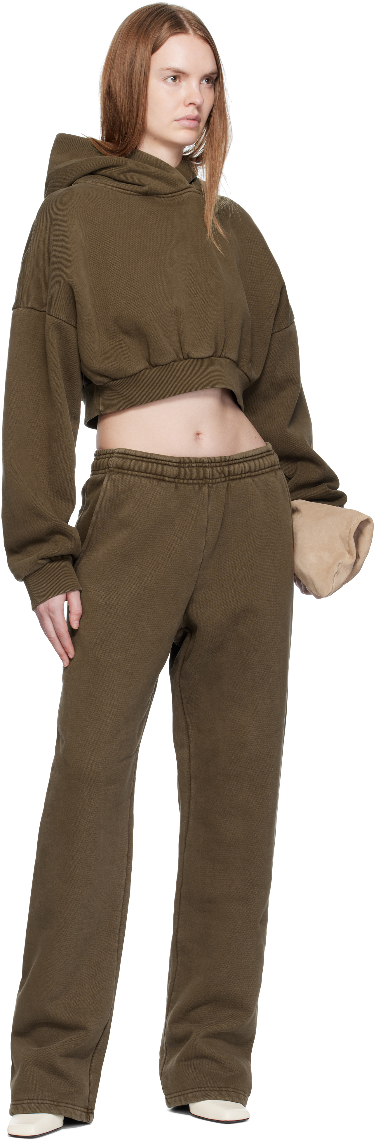 Brown Cropped Full Zip Hoodie