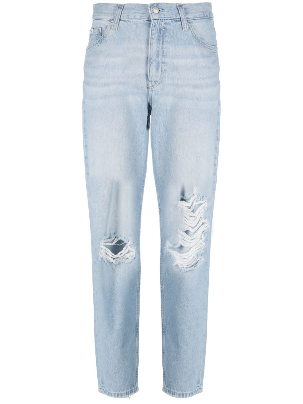 Ripped-detailing tapered-leg jeans - Blue