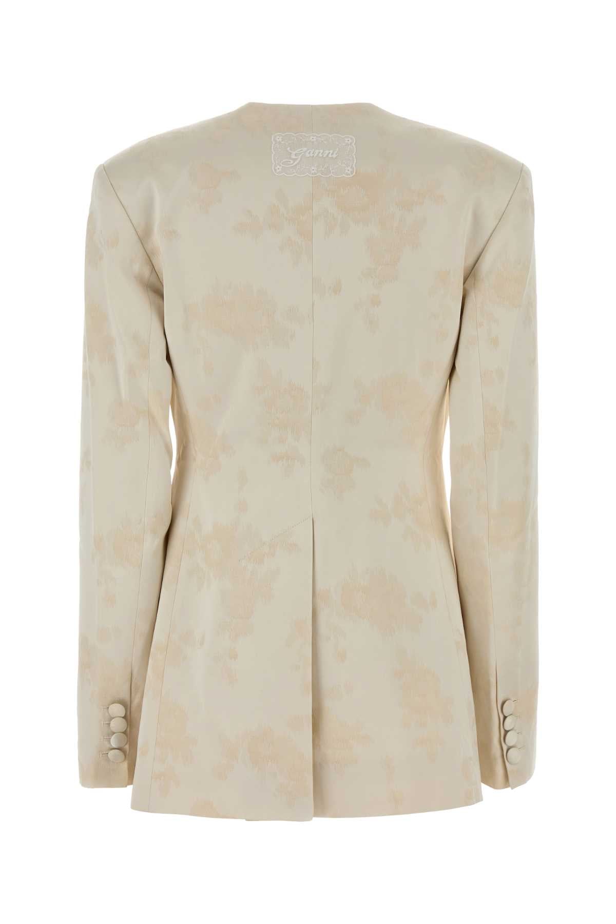 Ganni Ivory Satin Blazer