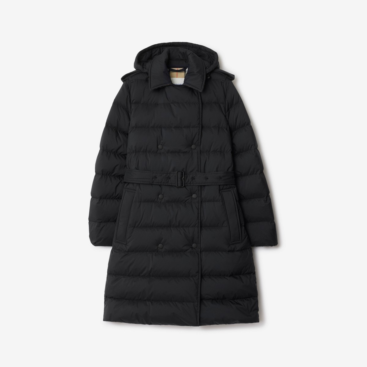Mid-length Nylon Hooded Puffer Coat