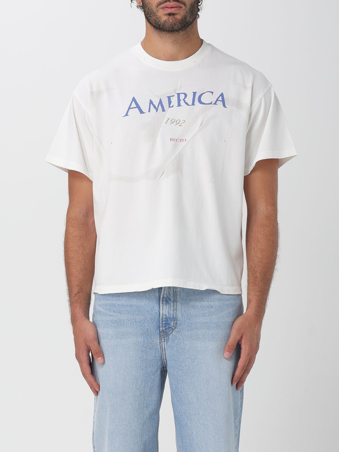 Recto dyeing destroyed T-shirt - White