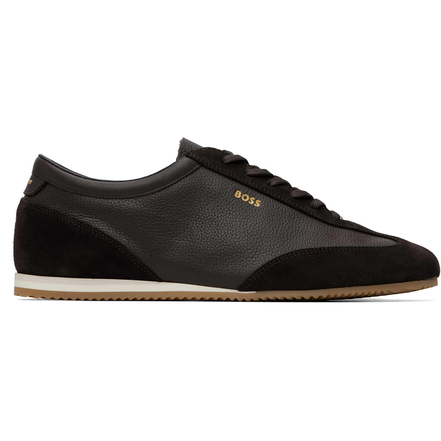 Brown Suede Trrim Leather Sneakers