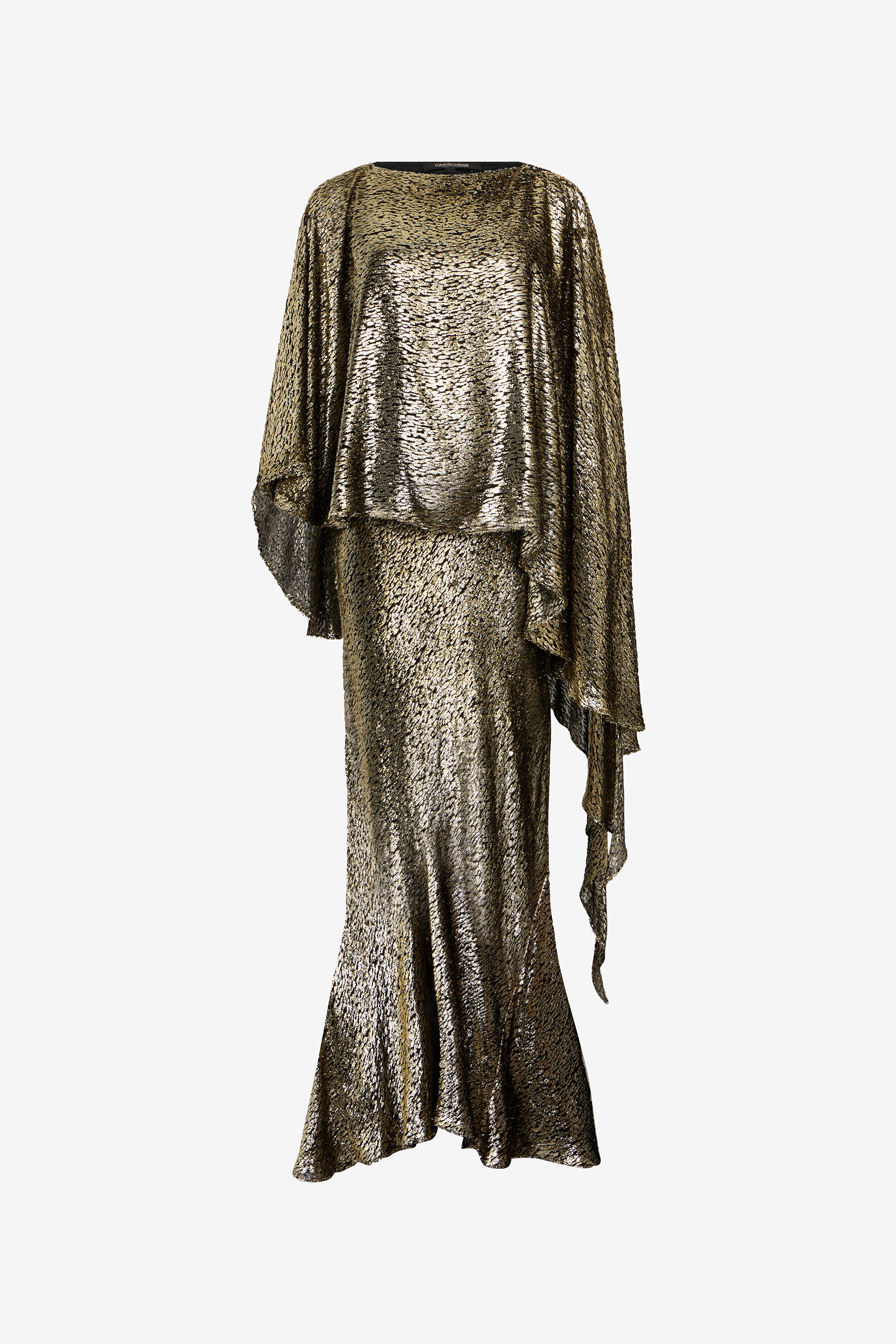 Asymmetric Gold Lamé Dress