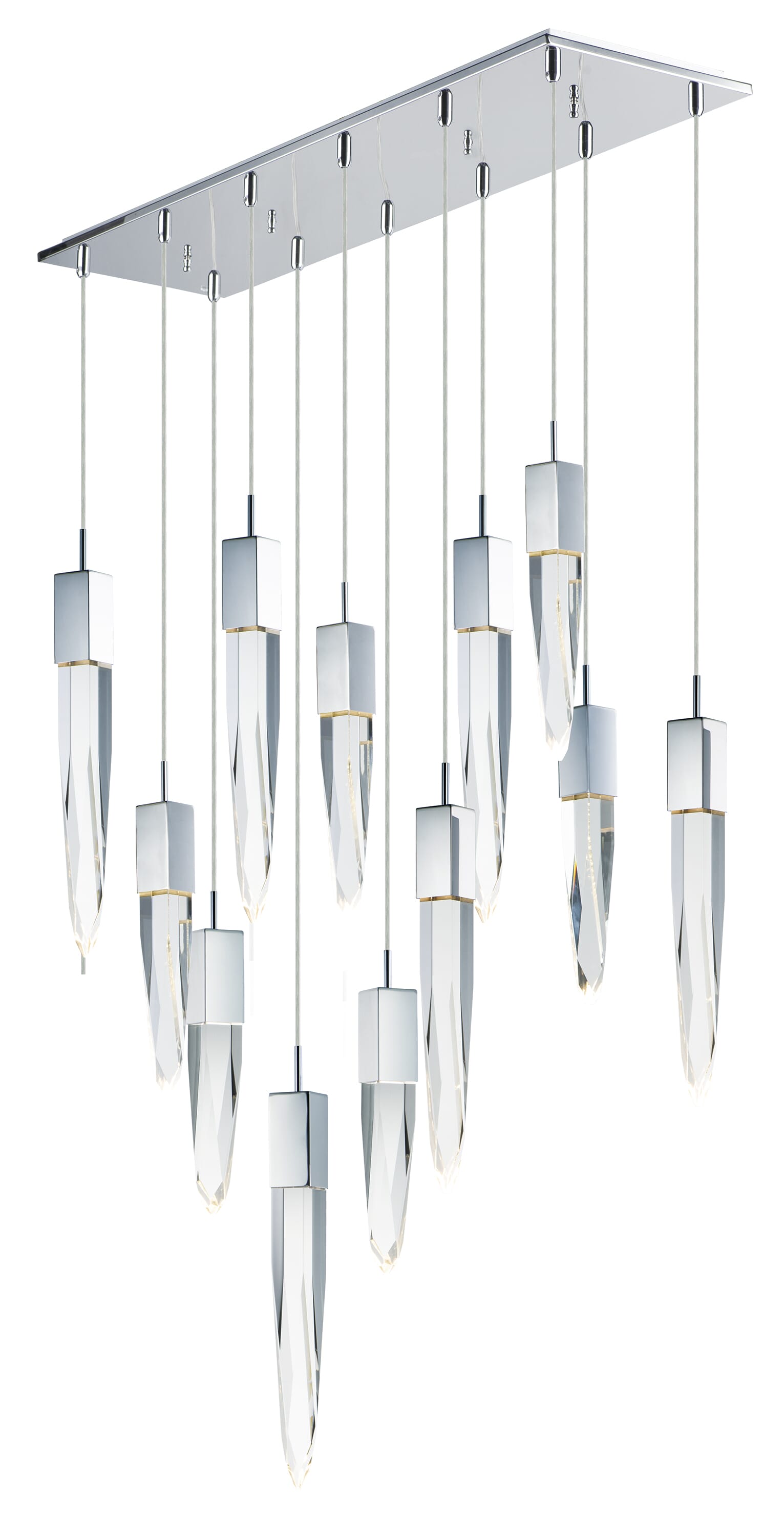 Lighting Quartz 39.25" LED 12-Light Pendant in Polished Chrome