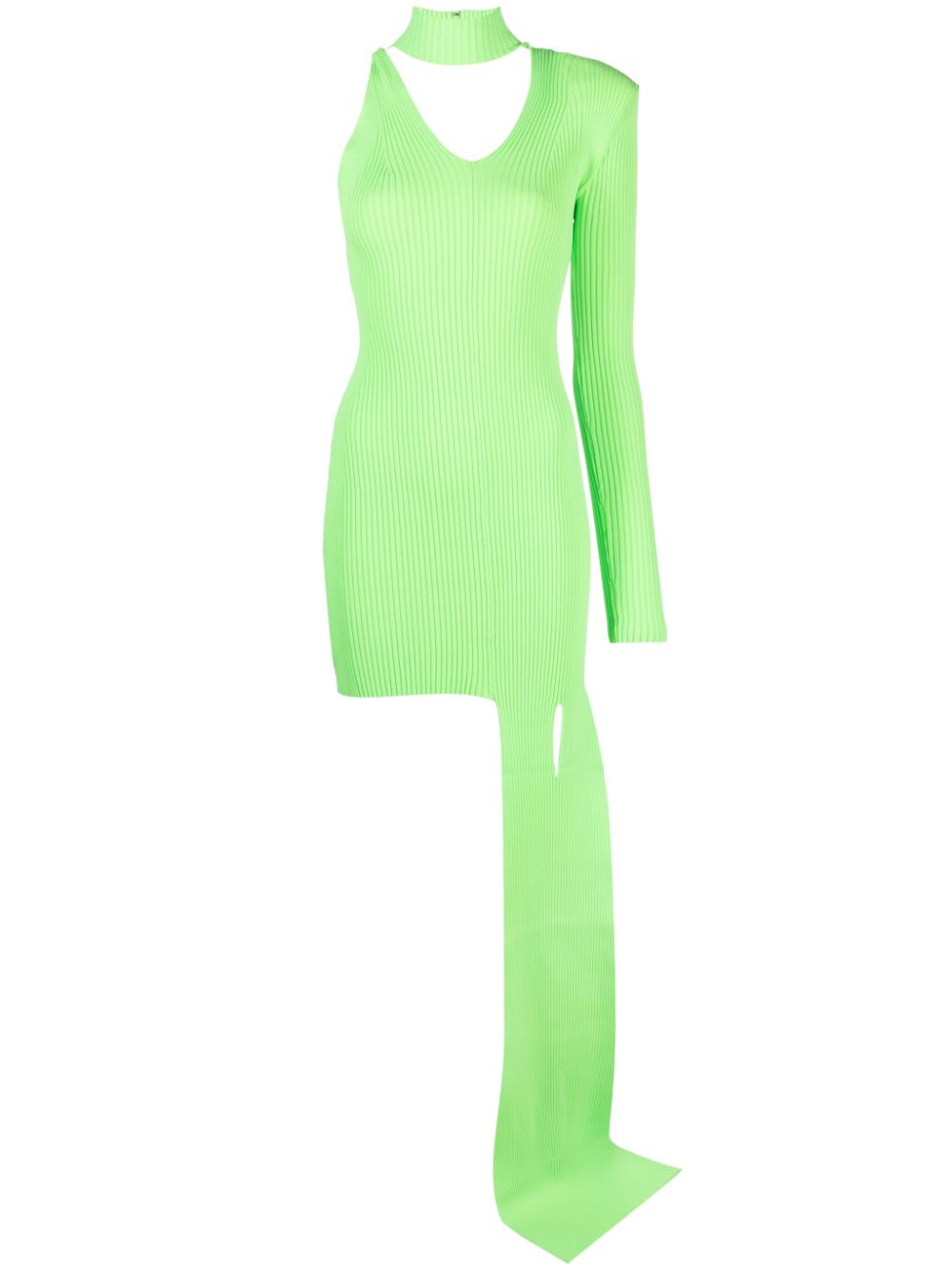 Asymmetric-hem cut-out minidress - Green