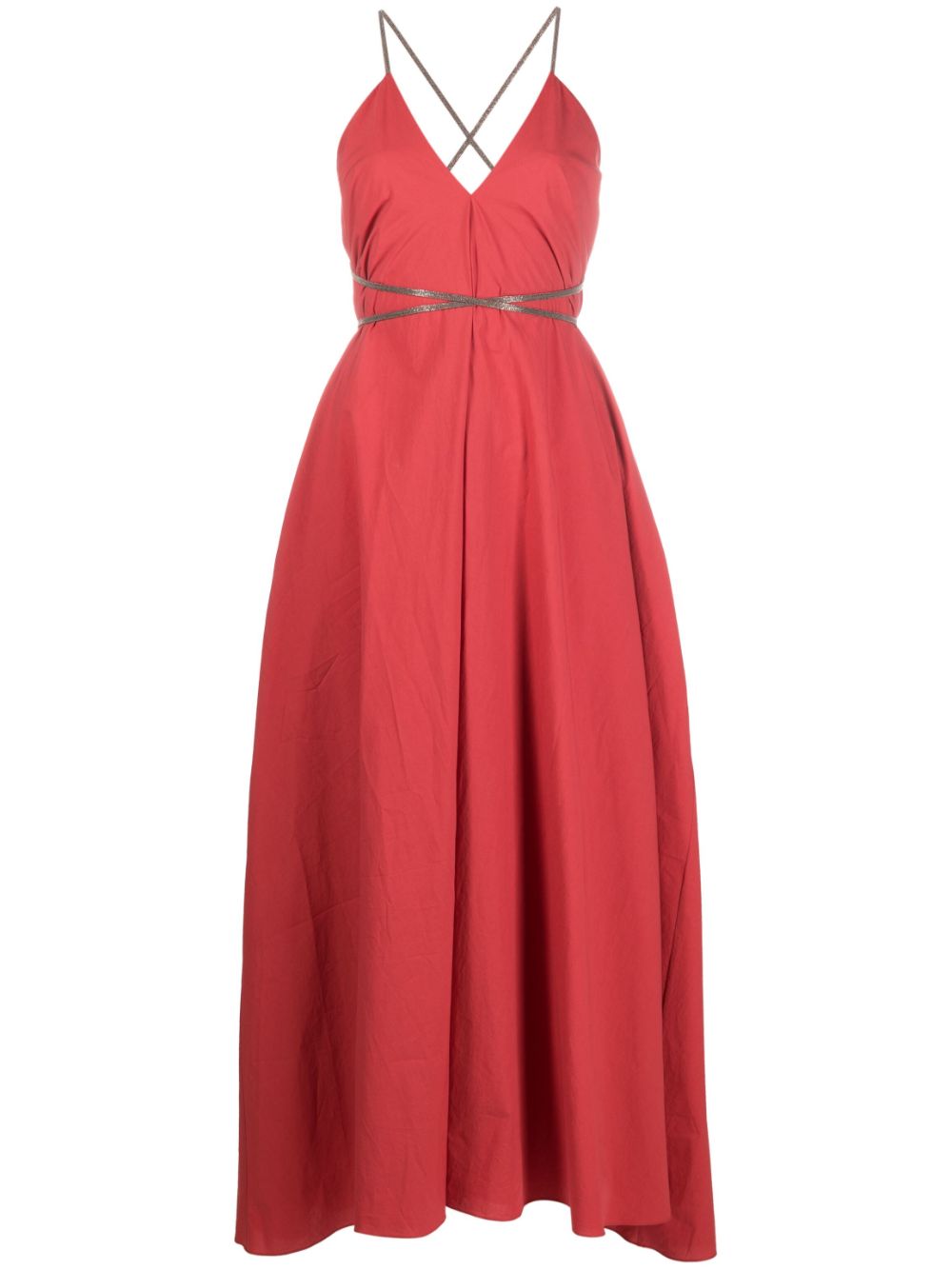 Open-back cotton maxi dress - C2995 RED
