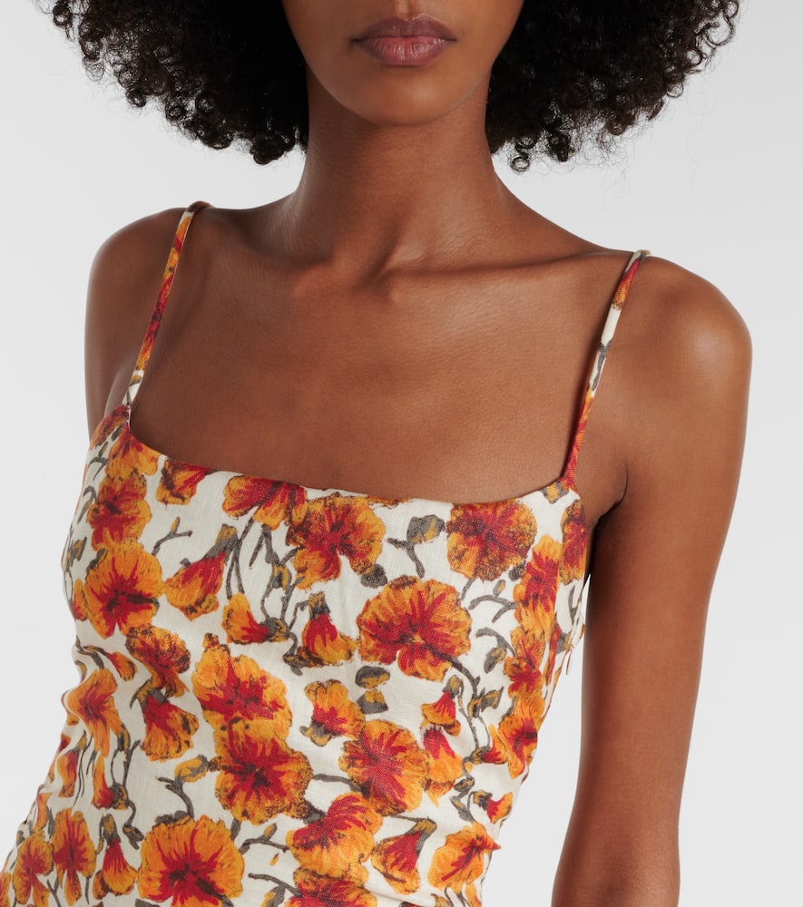 Floral linen midi dress