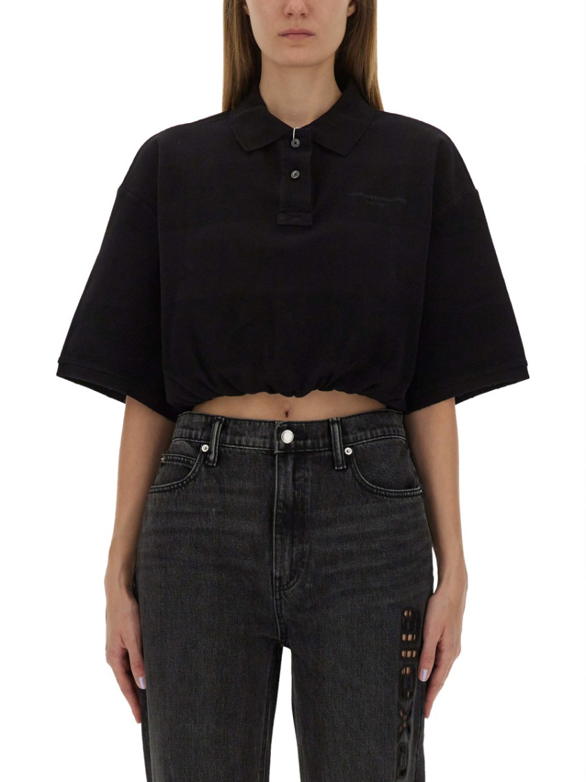 Cropped polo shirt - Black