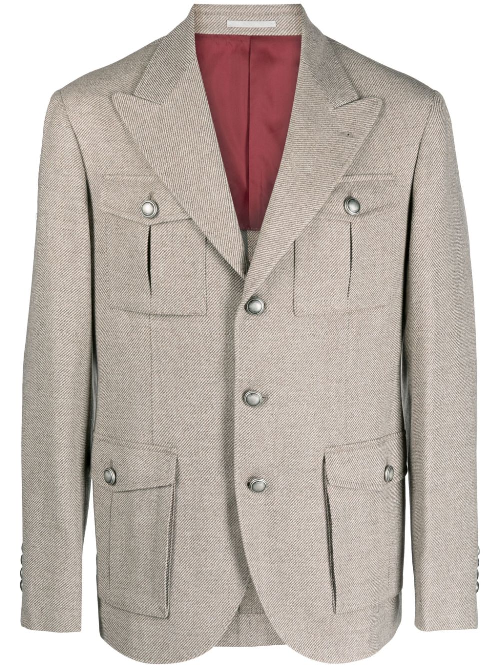 Peak-lapel single-breasted blazer - Neutrals