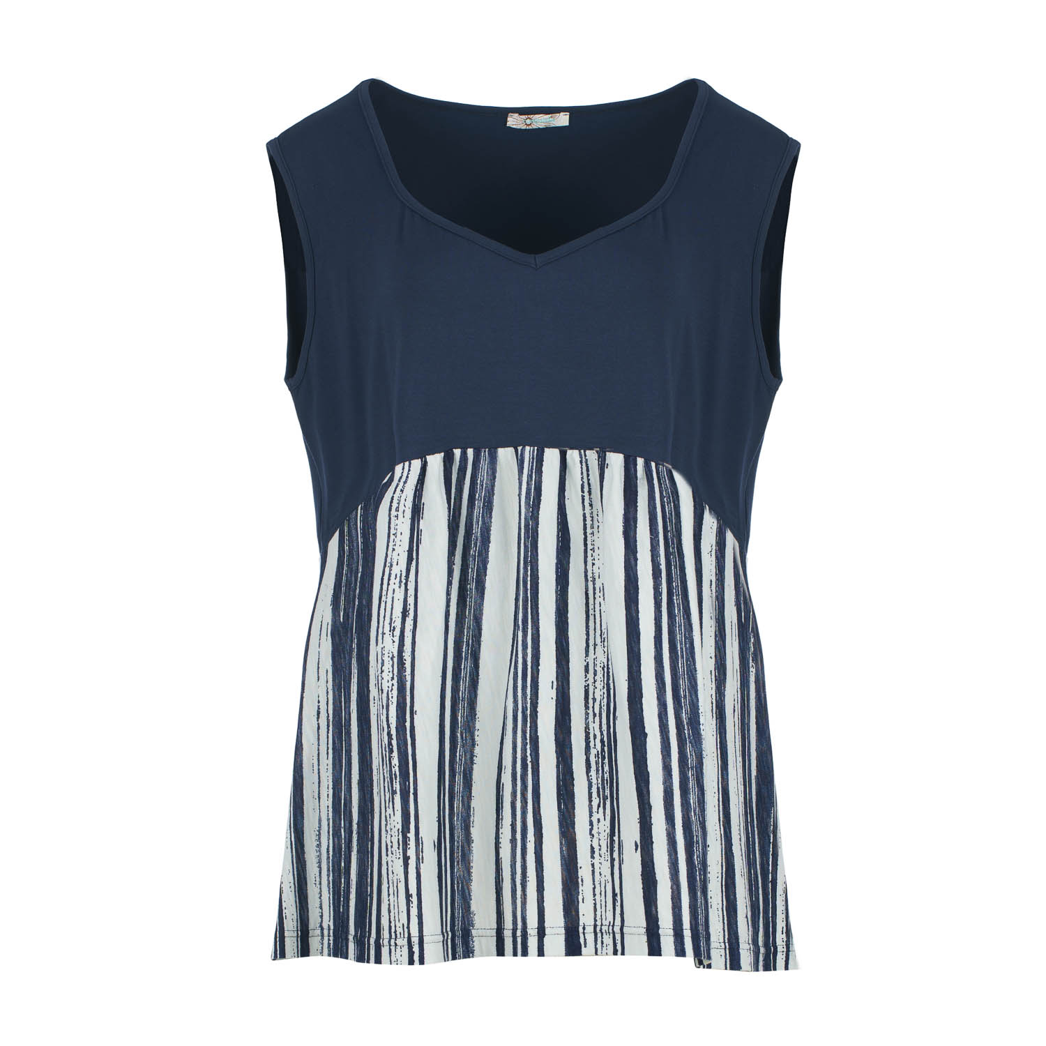 Plus Size Ozeanische Streifen Tank Top aus Viskosemischung