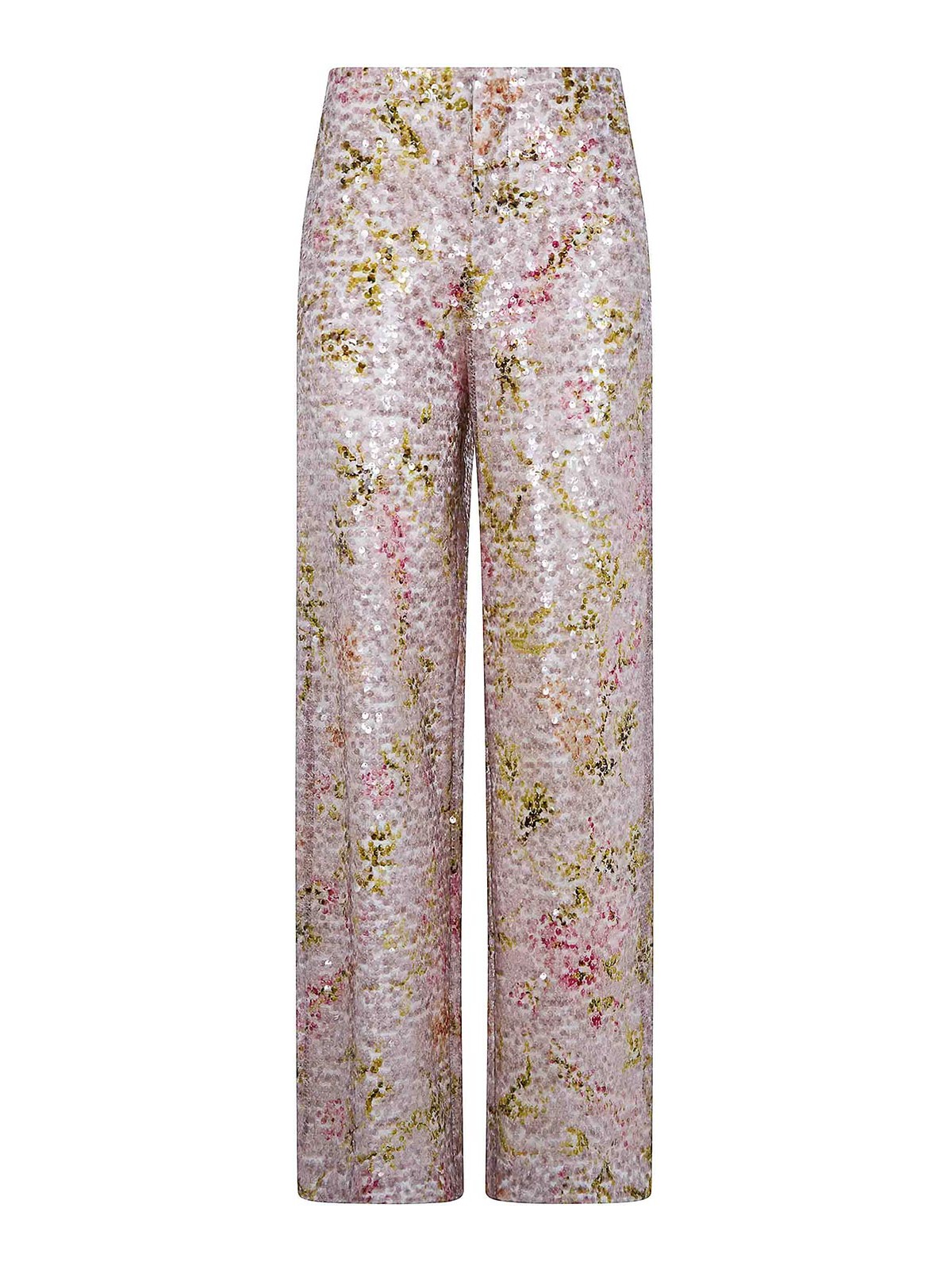 Alberta Ferretti - sequin floral high waist wide leg trouser