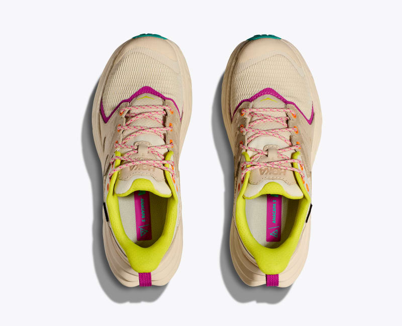 HOKA Anacapa 2 Low GTX Shoes in Vanilla/Electric Aqua