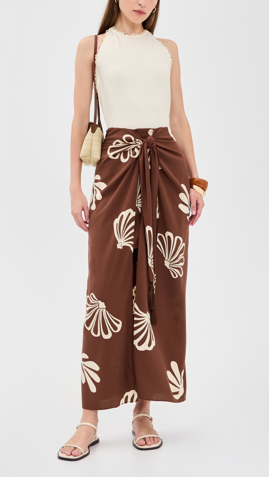 Brown Maritime Front Knot Maxi Skirt Brown Maritime