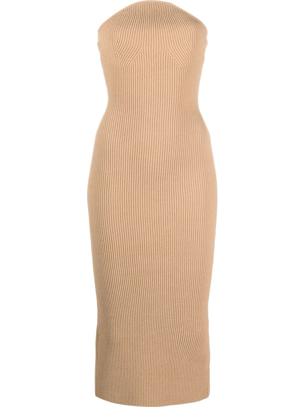 Ribbed bodycon midi dress - Neutrals