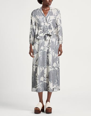 Woman Midi dress Light grey Size 10 Cotton