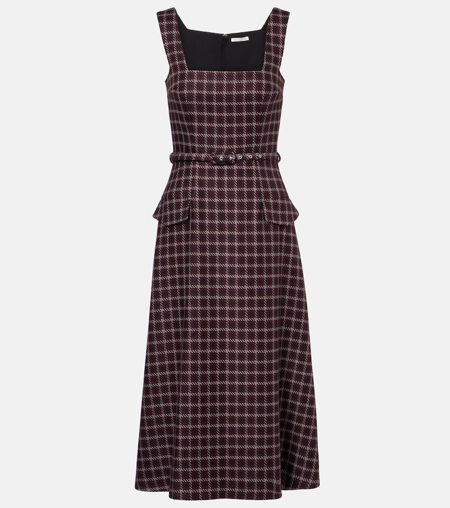 Petra houndstooth wool-blend midi dress