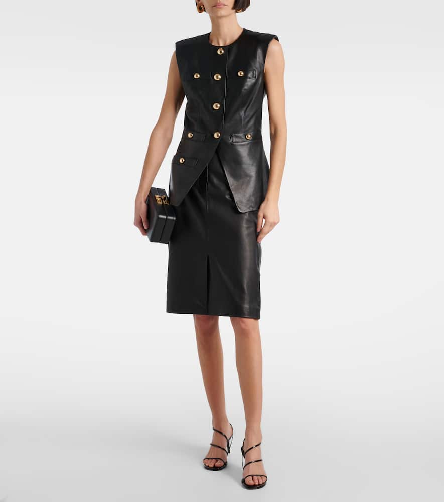 Maxine high-rise leather pencil skirt