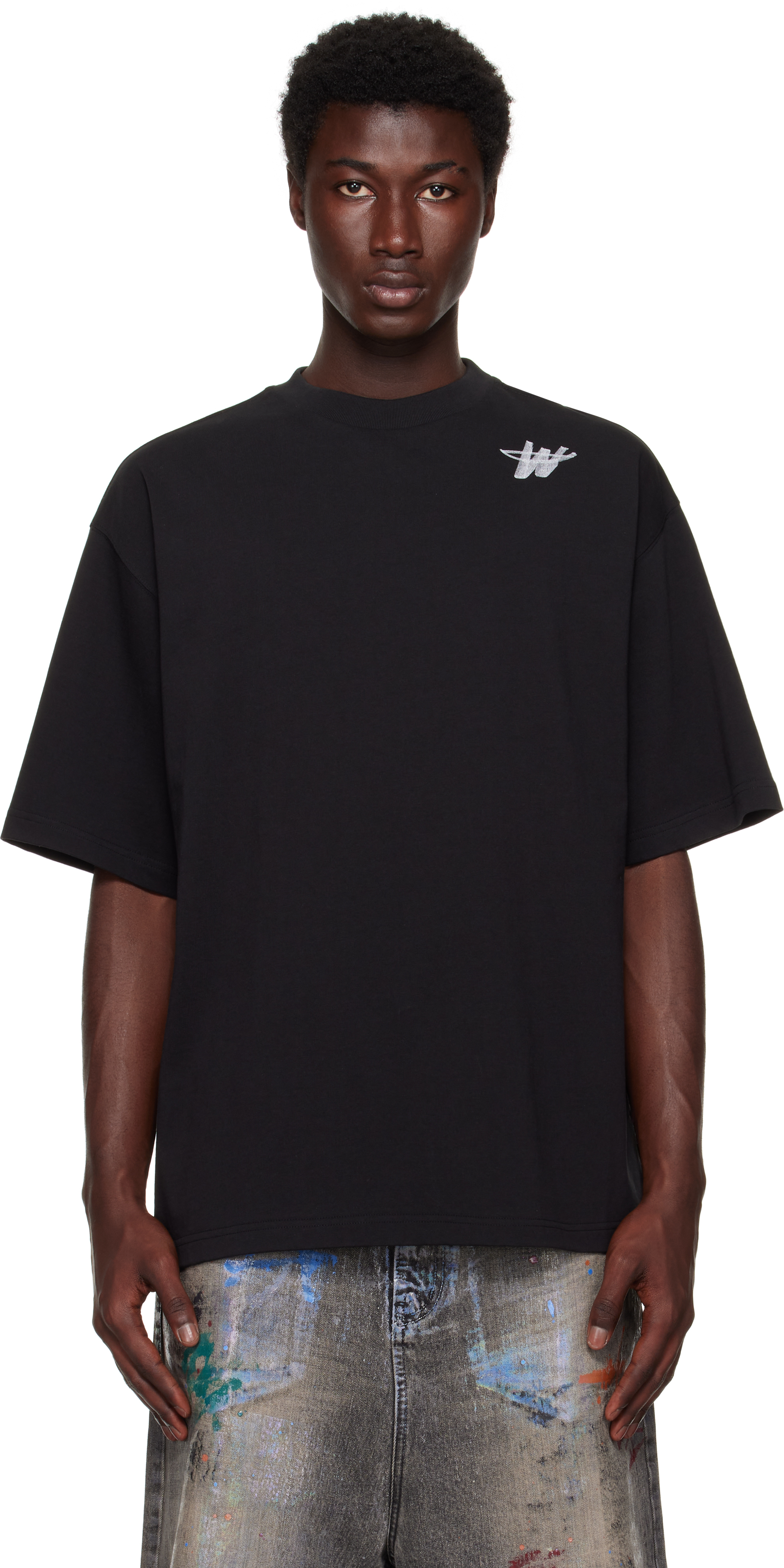 Black 'WD' Logo T-shirt