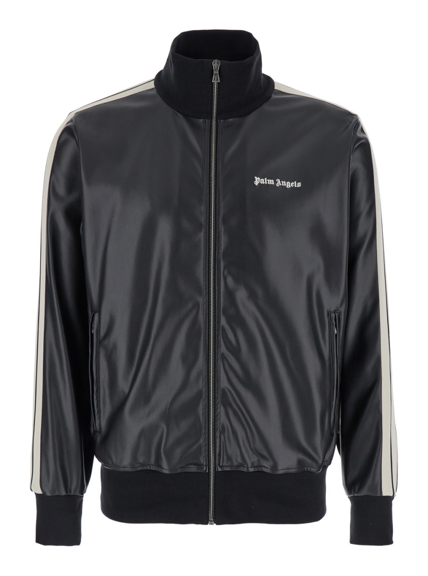 Logo-embroidered zip-up jacket - Black