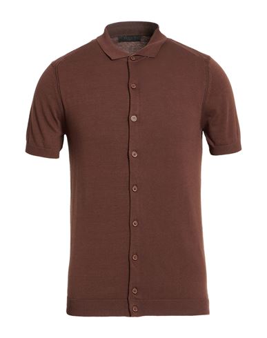 Man Cardigan Chocolate brown Size S Cotton