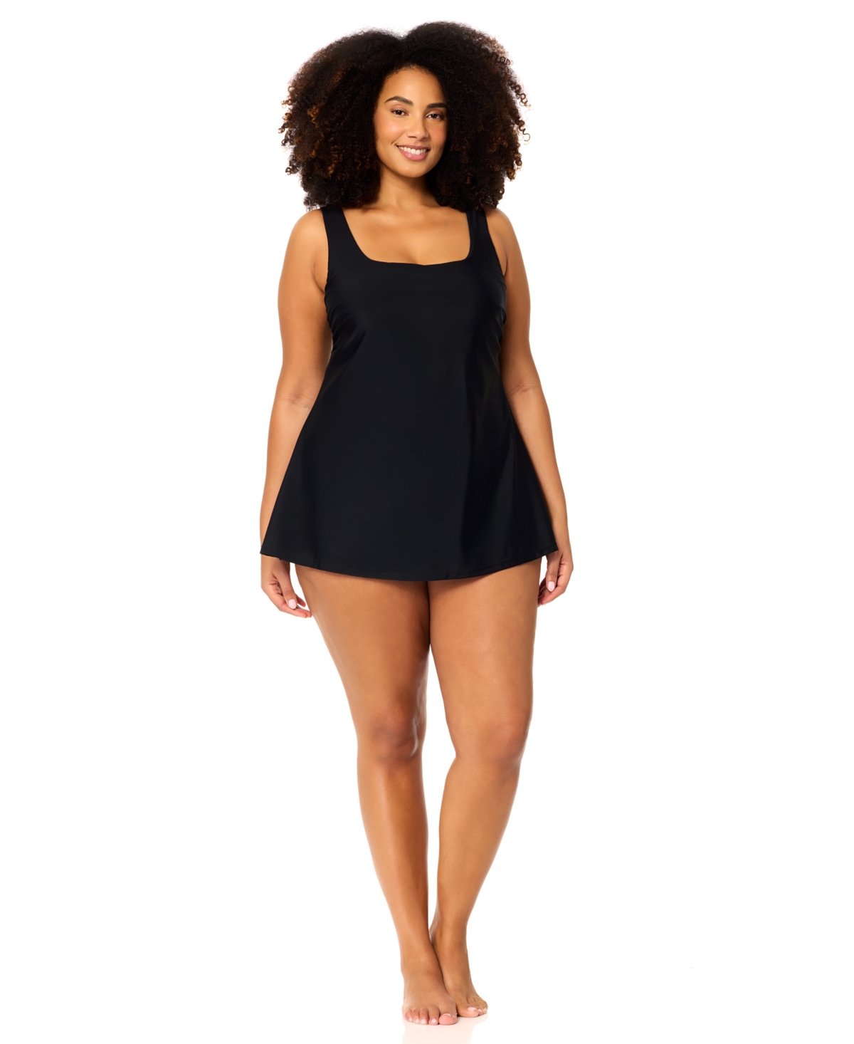 Plus Size Trendy Underwire Swim Dress - Black