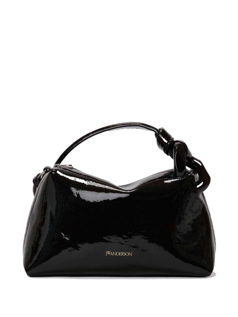 Corned coated-finish denim shoulder bag - Black