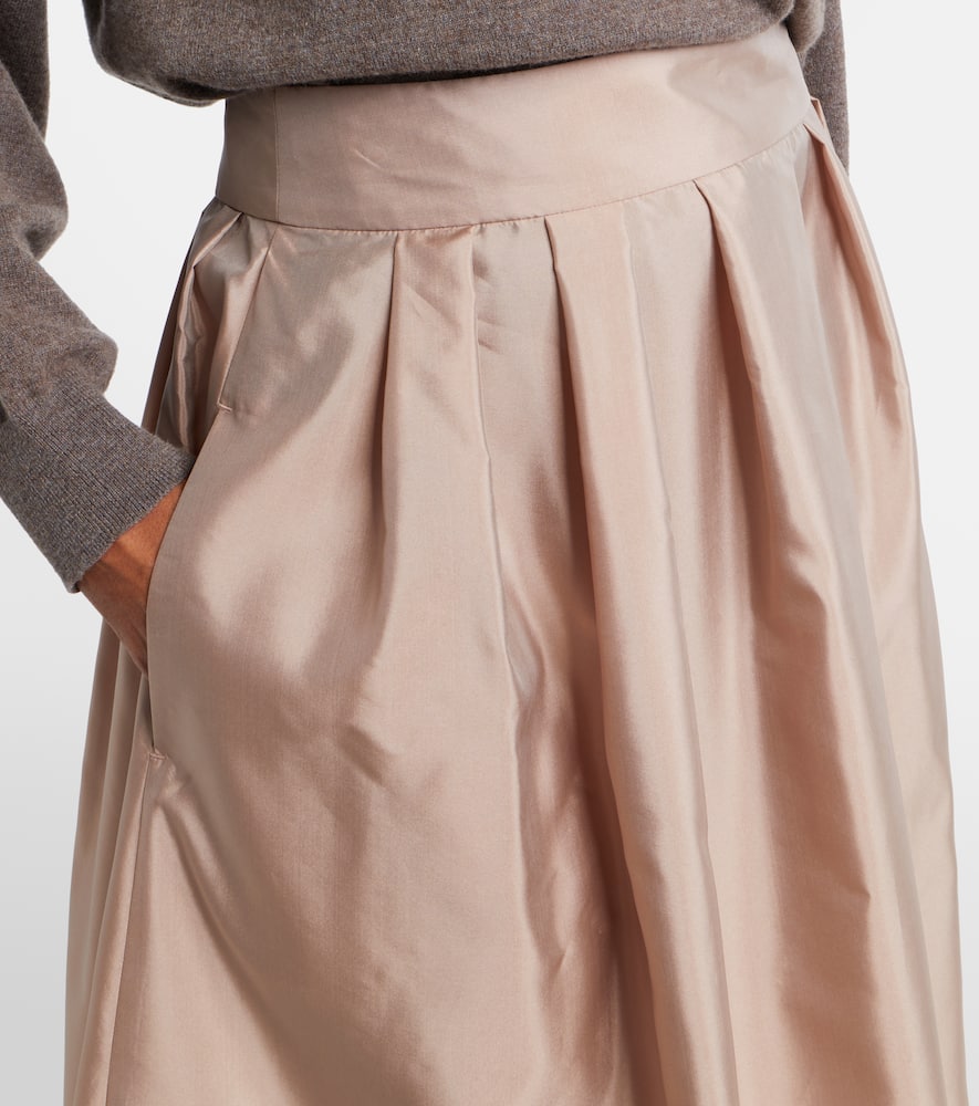 Effetto pleated taffeta midi skirt