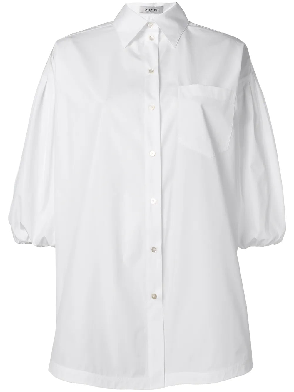 Puff-Sleeve Poplin Shirt — White