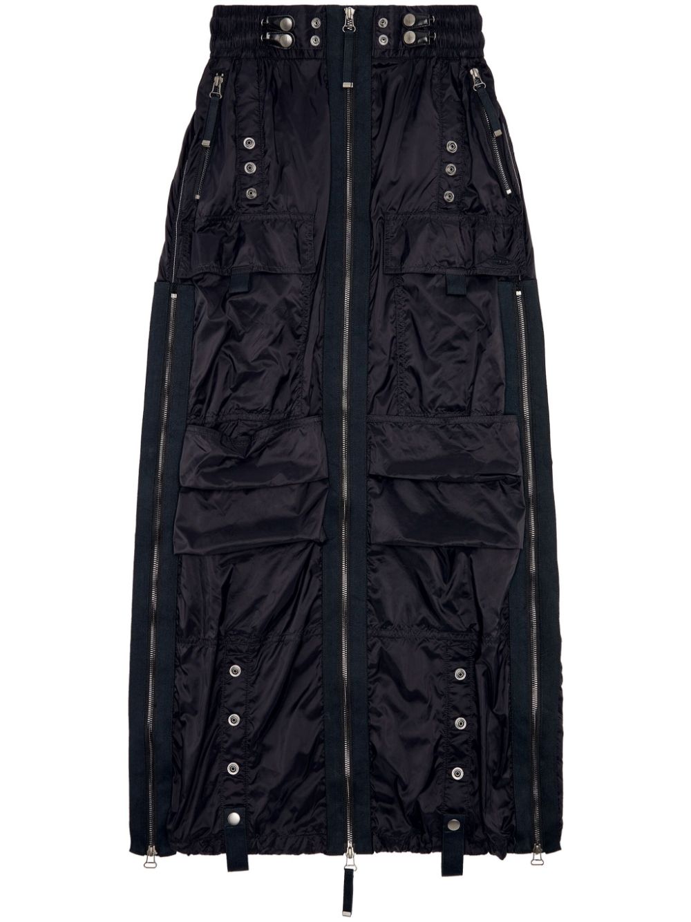 Cargo zip-up long skirt - Green