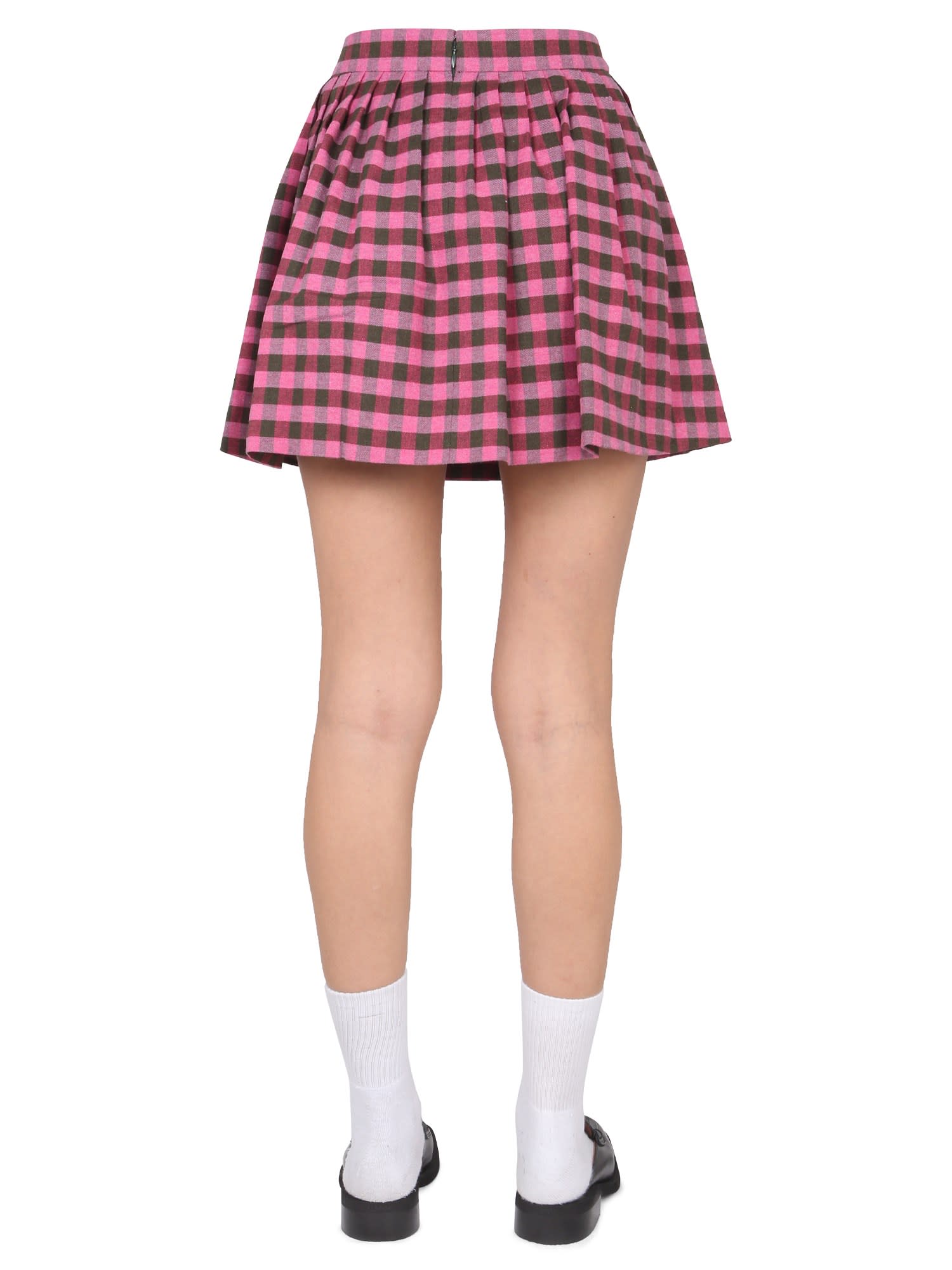 High-waisted check-pattern skirt