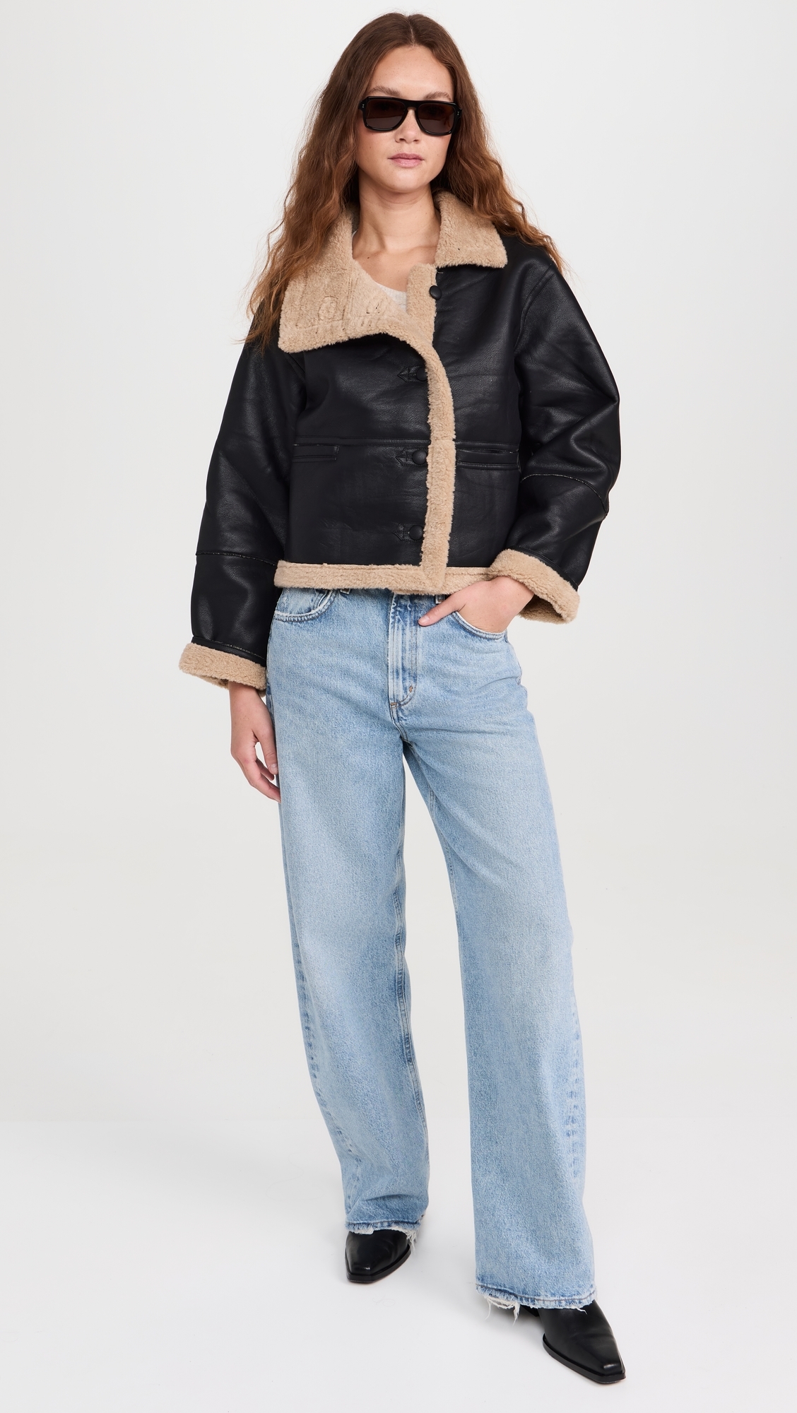 Black Faux Shearling Jacket Black