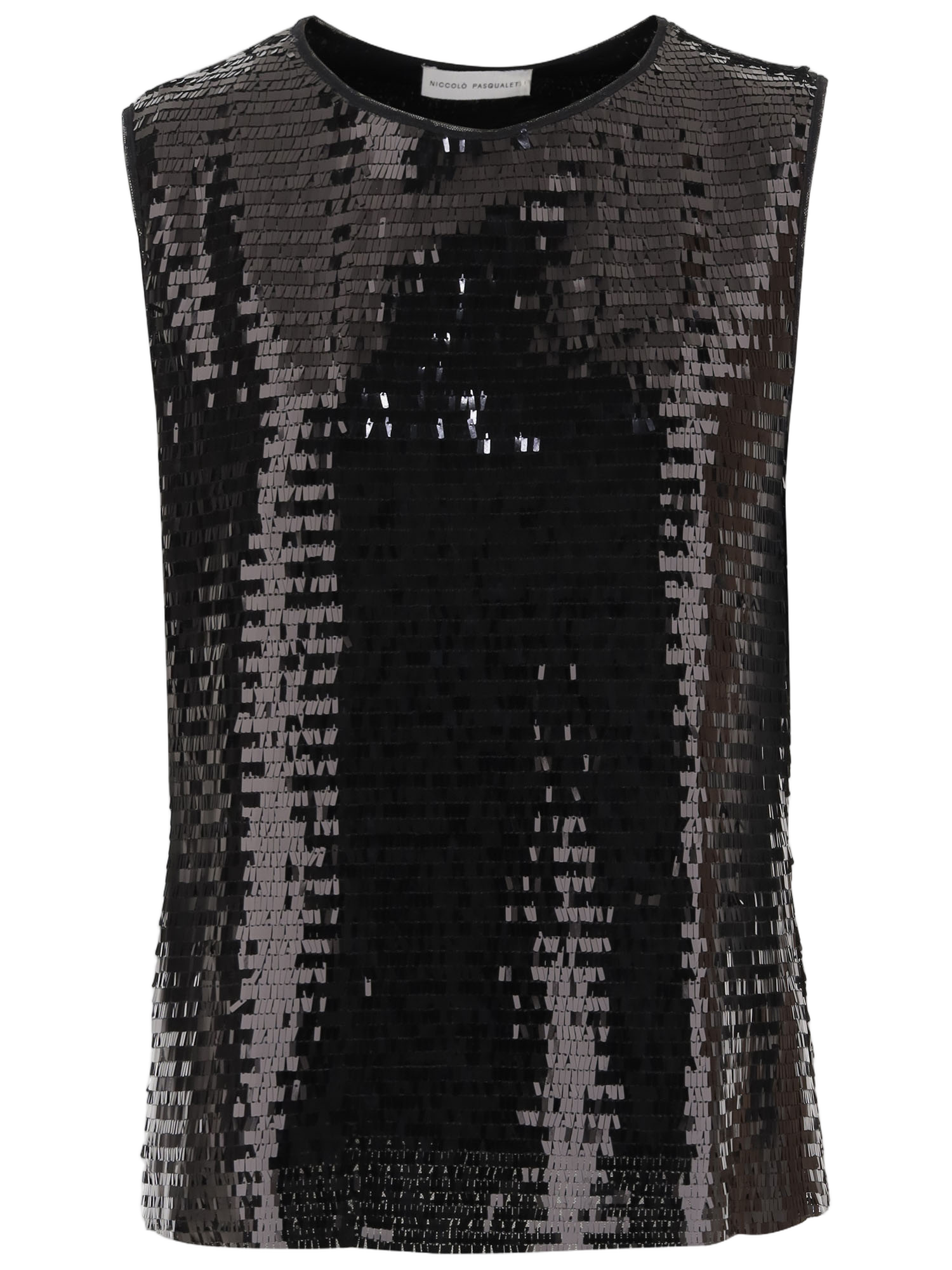 Sequined Black Sleeveless Top