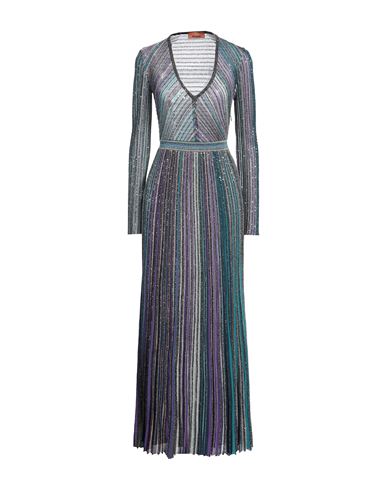 Woman Maxi dress Deep teal Size 6 Viscose, Metallic fiber, Polyamide, Polyester