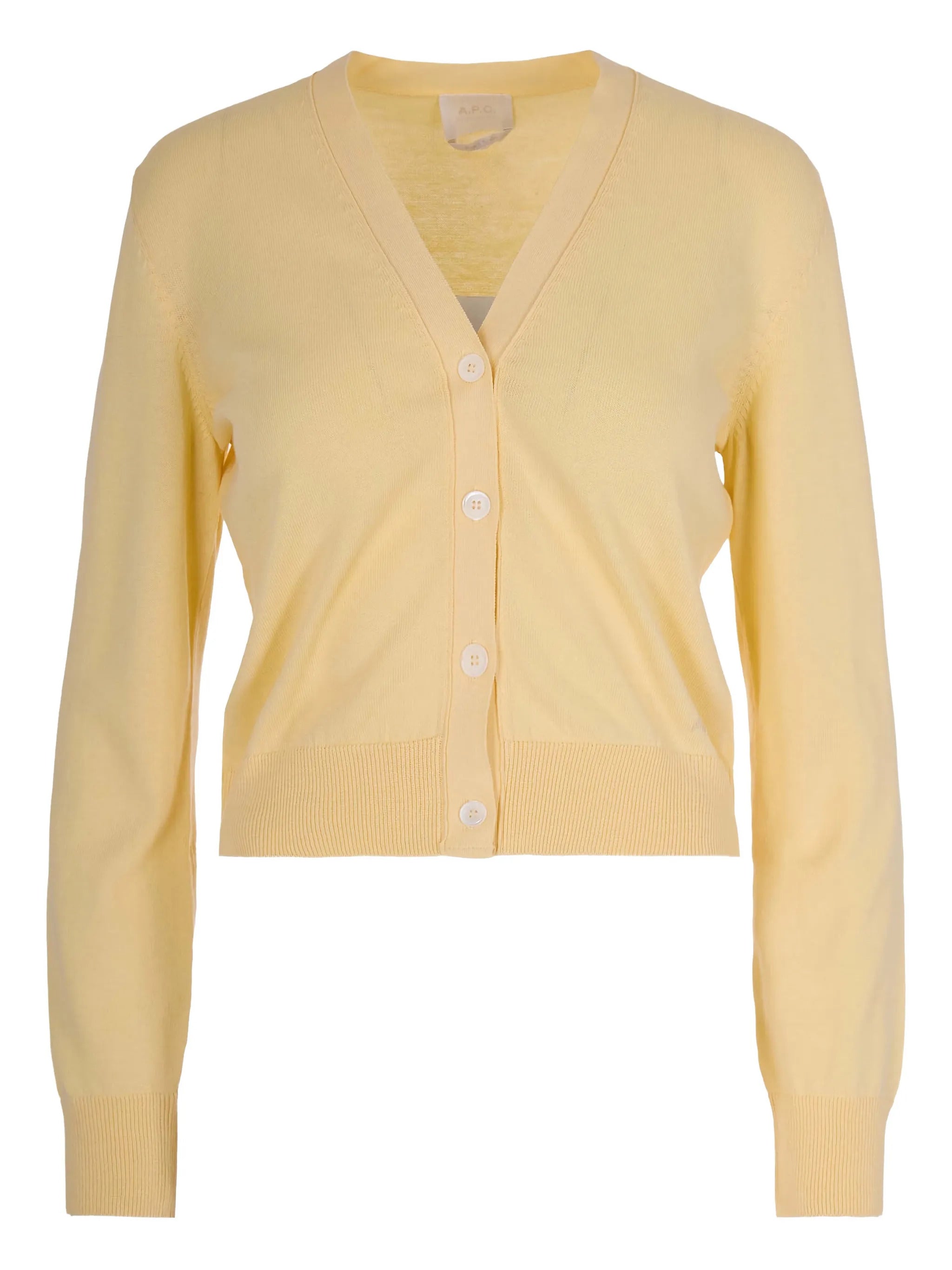 A. p.c. Women's V-Neck Cotton Sweater with Ribbed Hems & Button Front