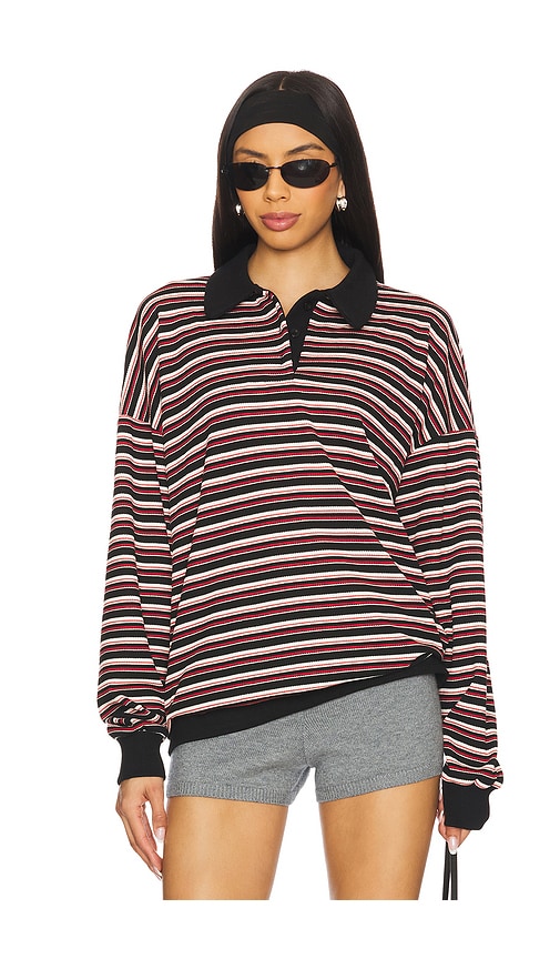 LIONESS Rugby Jersey in Black,Red.  XS. Also in L, M, S, XL