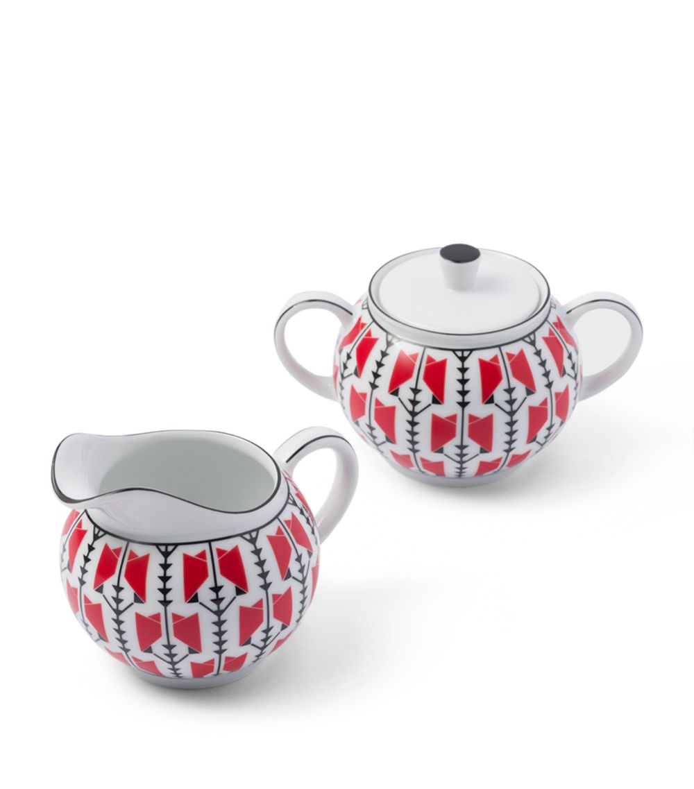 Porcelain Vienna Arrows Creamer Jug and Sugar Pot Set