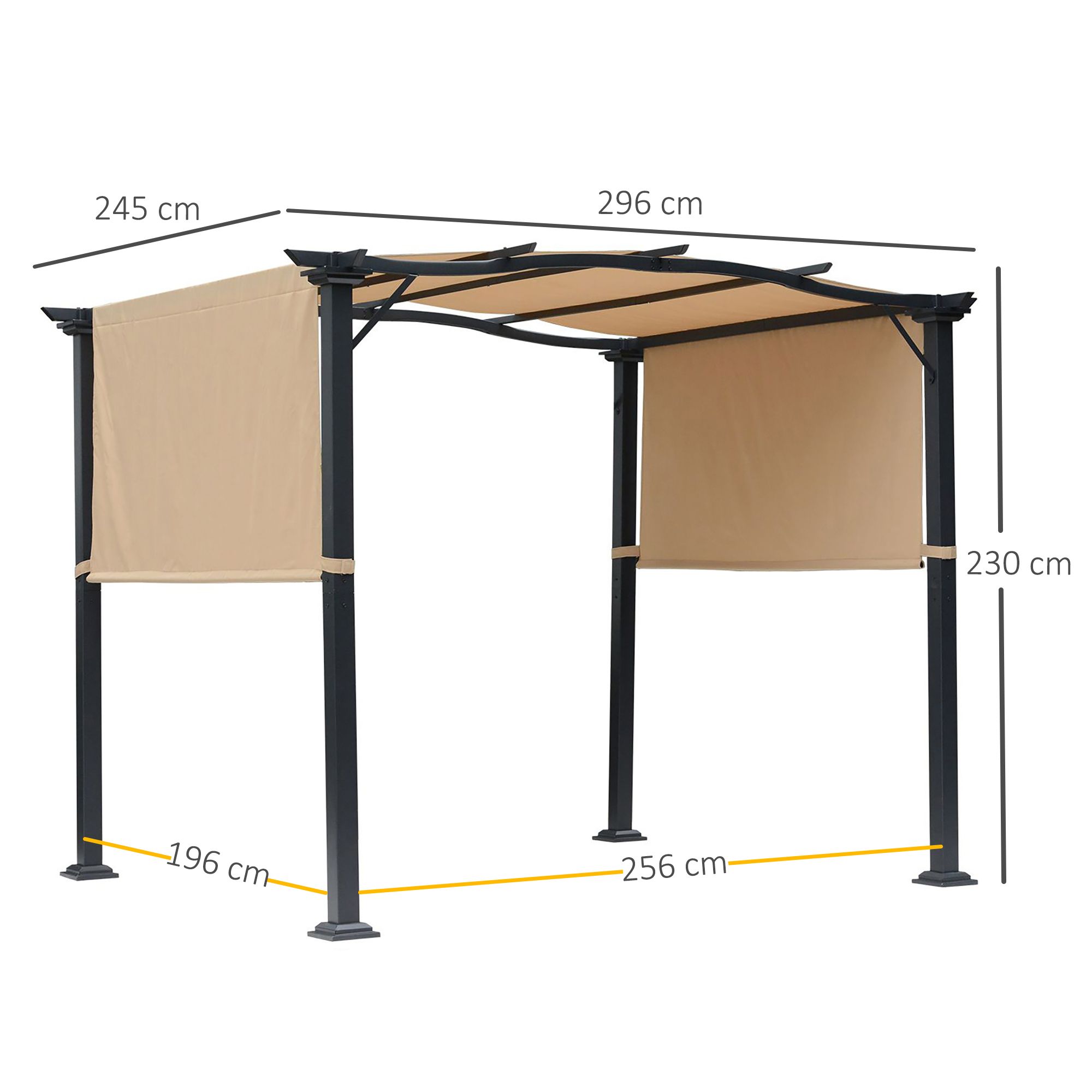Outsunny Outdoor Gazebo Overhead Backyard Shade Sun Shelter Steel In Khaki