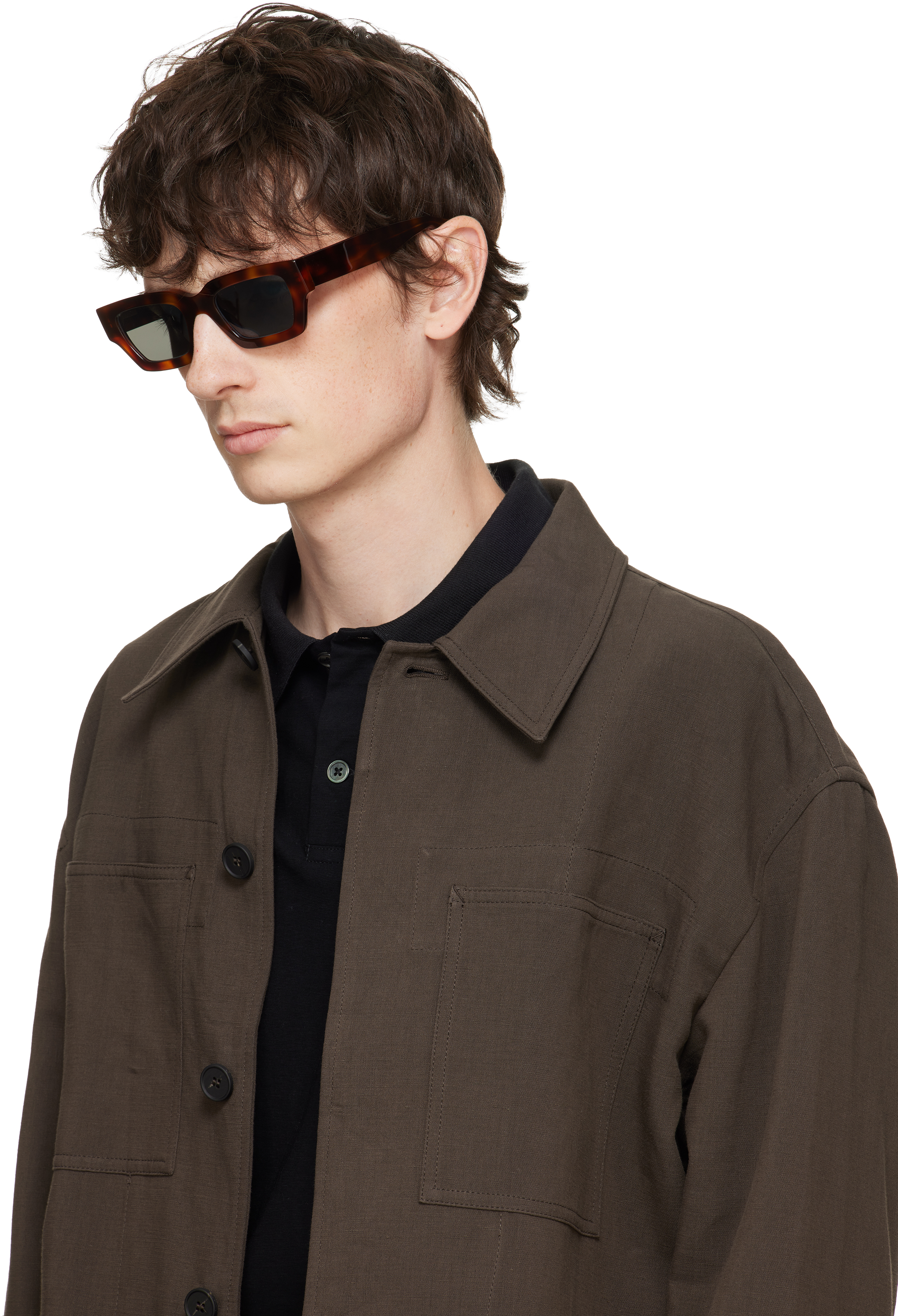 Brown Oliver Peoples Rectangular 'Edition 6' Sunglasses