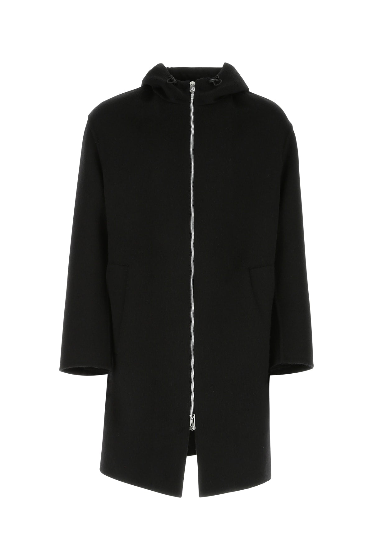 Hooded Wool Coat — Black