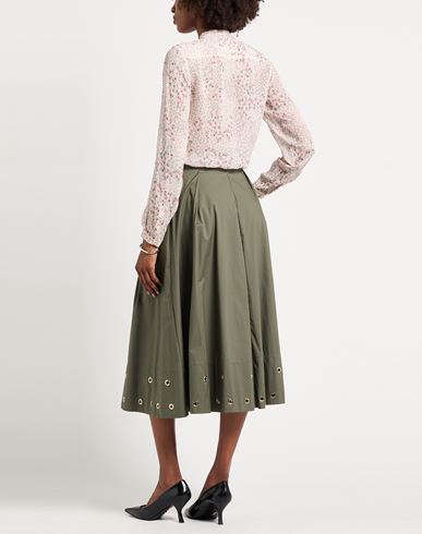 Woman Midi skirt Military green Size 6 Cotton