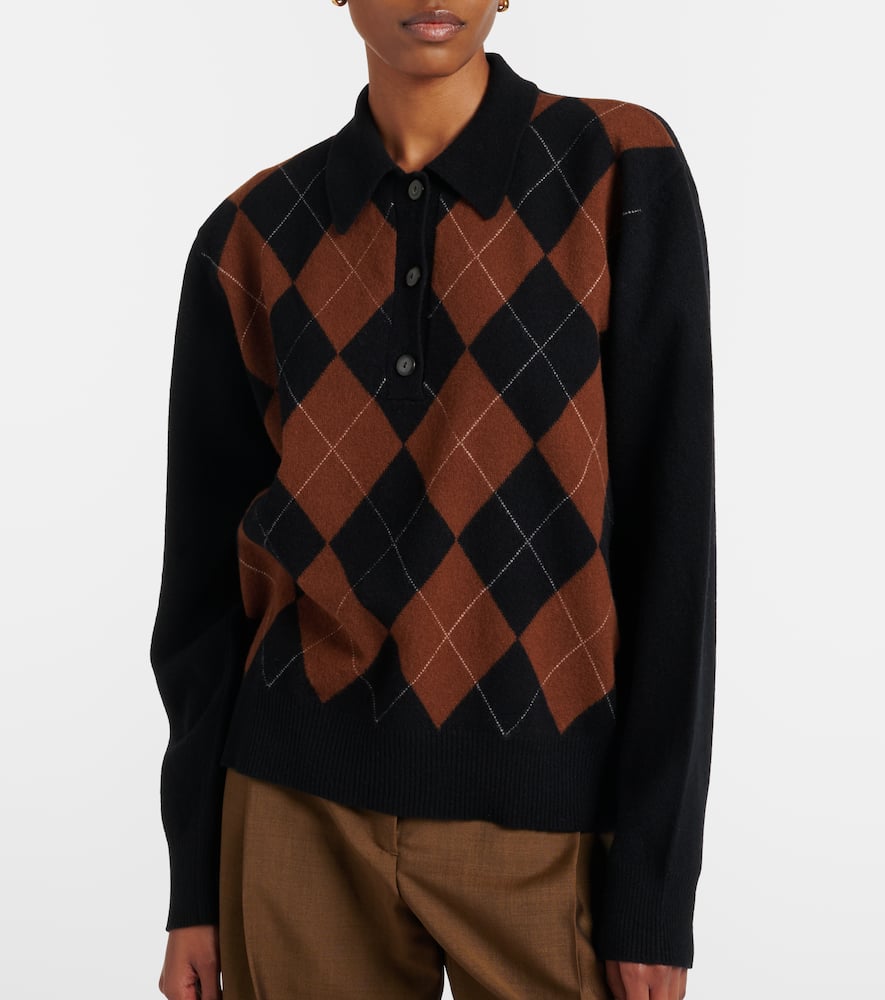 Róhe Argyle wool polo sweater