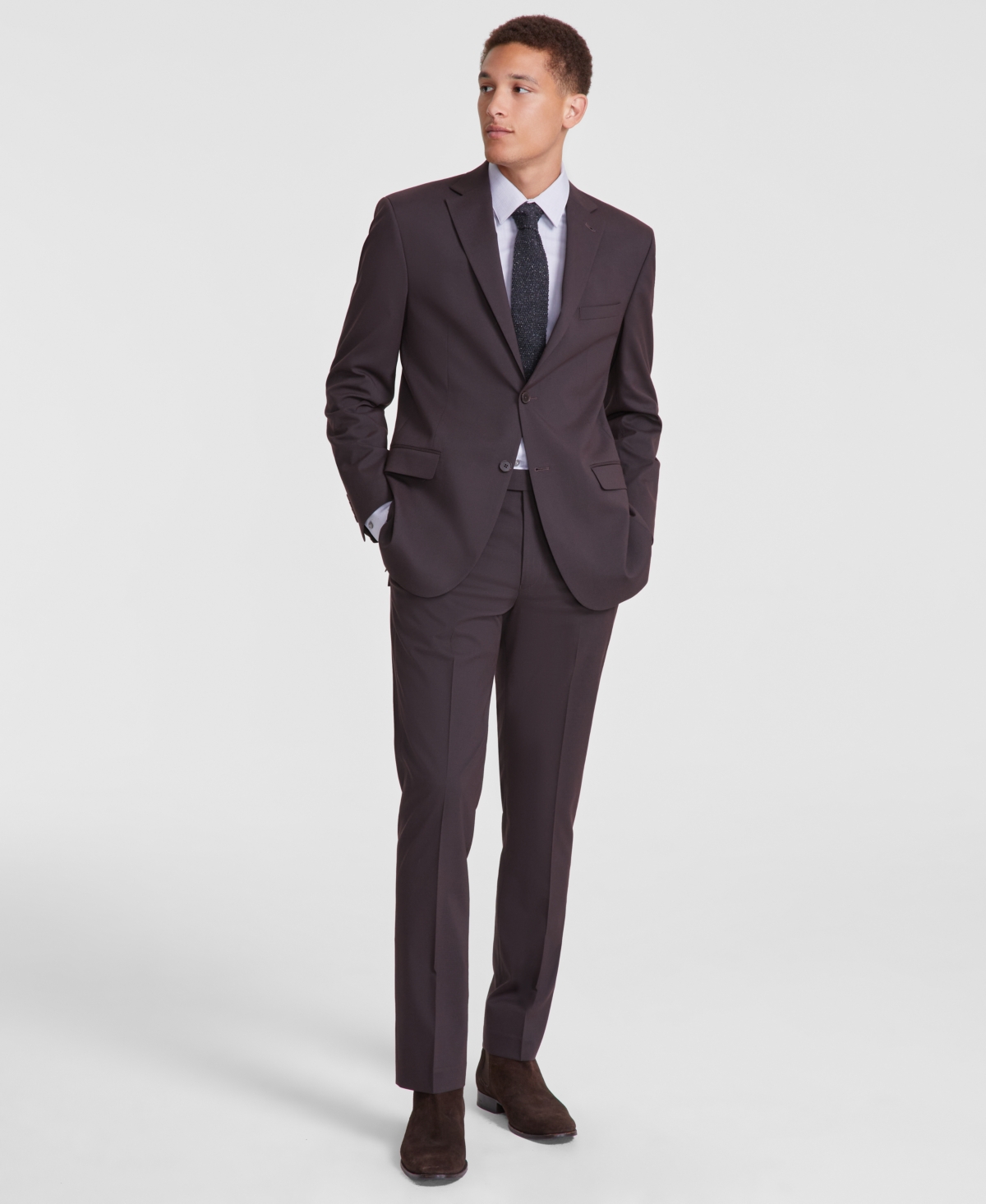 Men's Modern-Fit Suit - Charcoal Plaid
