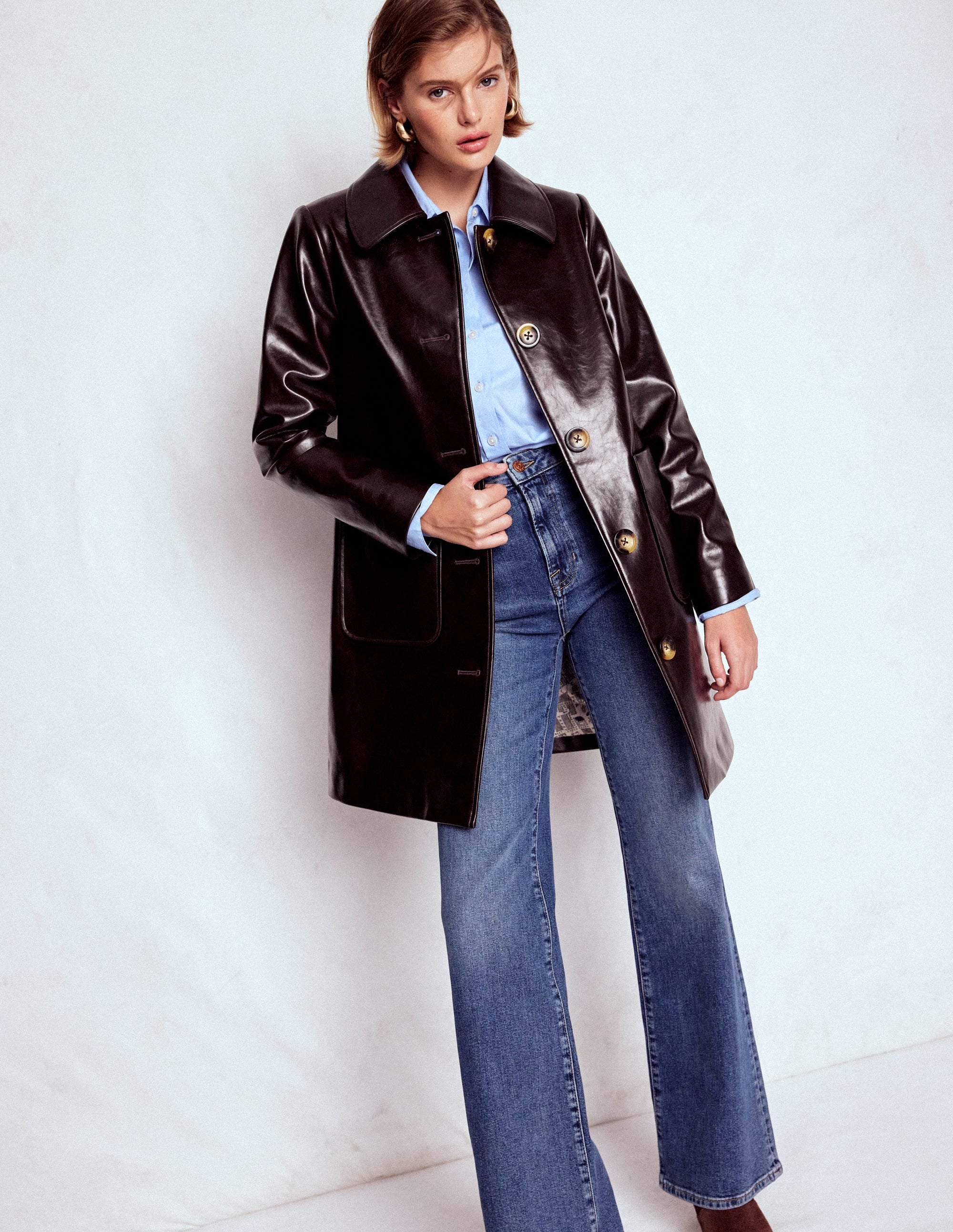 Carlisle Faux Leather Coat Dark Cherry