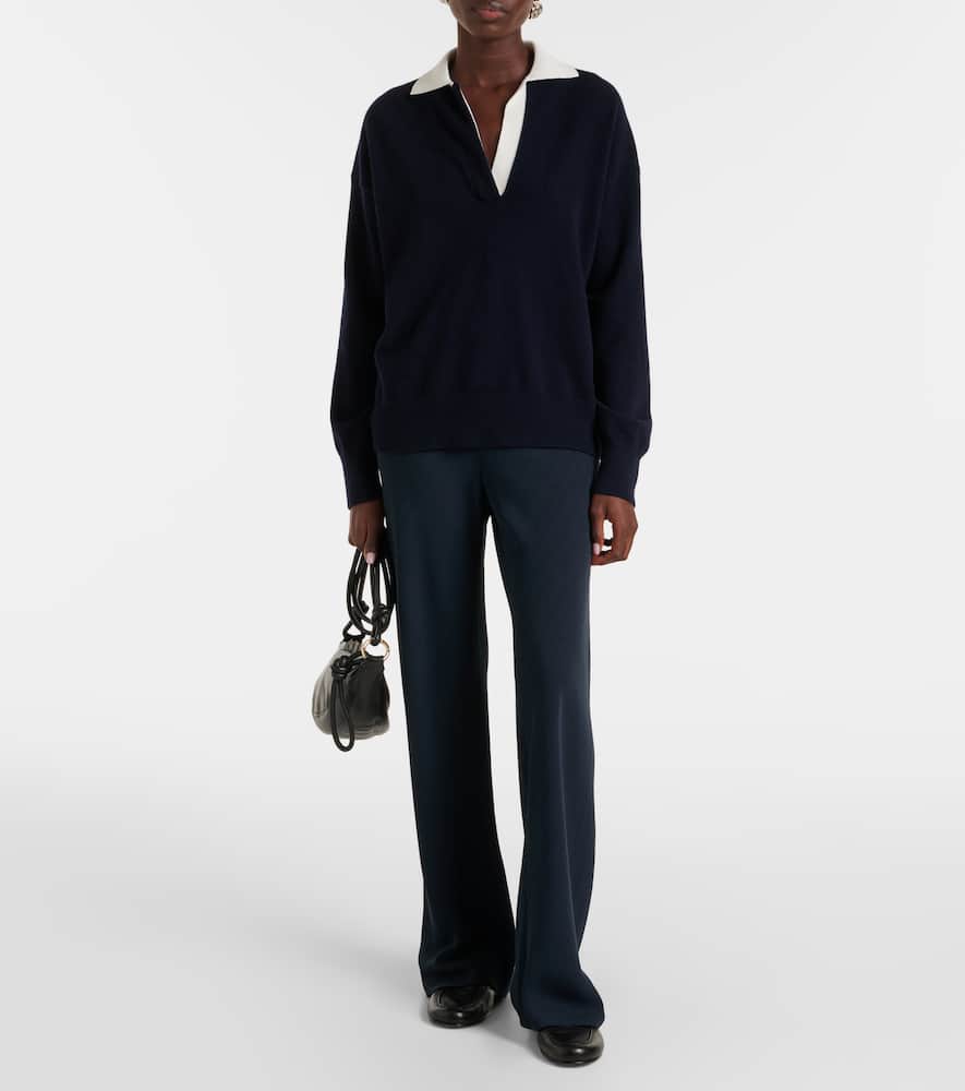 Wool and cashmere-blend polo sweater