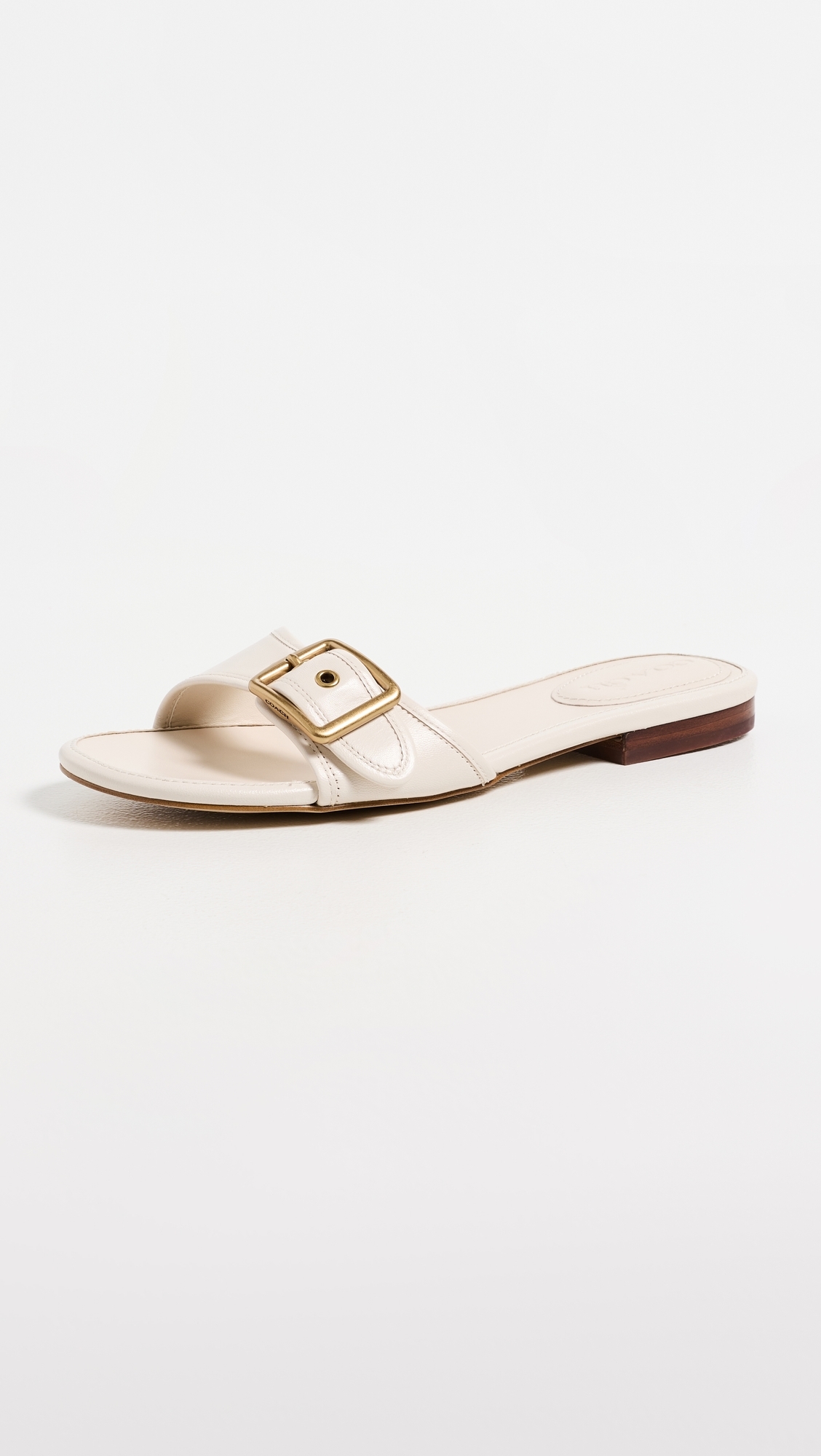 Margot Leather Flat Sandals Chalk