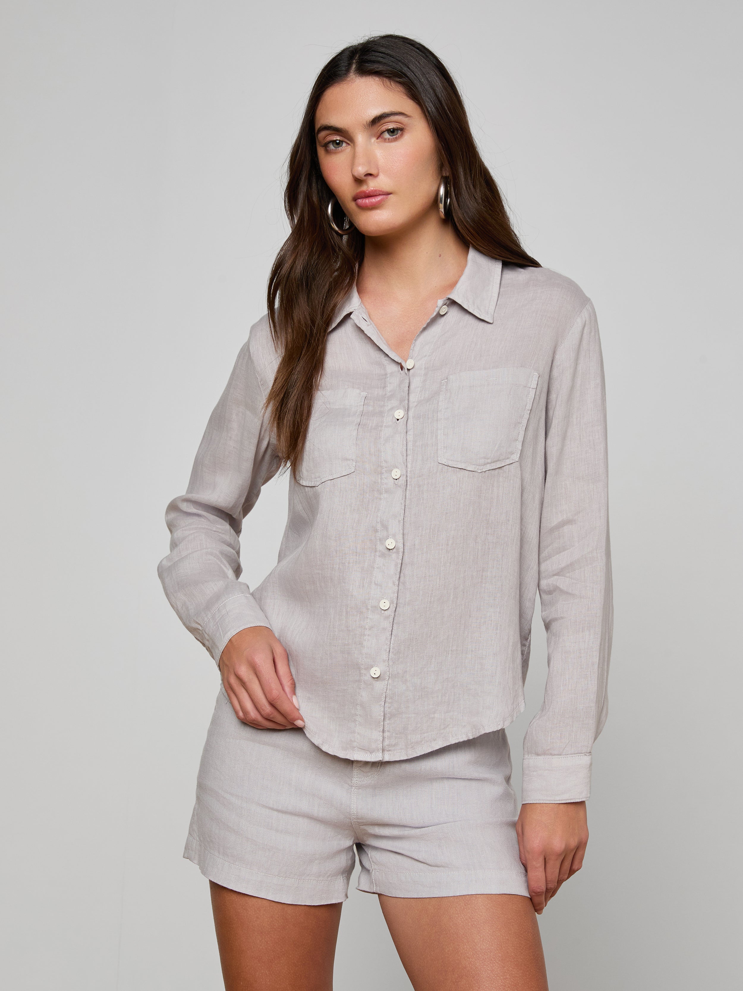 Isla Linen Shirt In Light Pewter